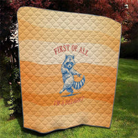 First Of All Raccoon Humor Quilt with Vintage Orange Stripes