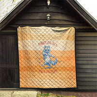 First Of All Raccoon Humor Quilt with Vintage Orange Stripes
