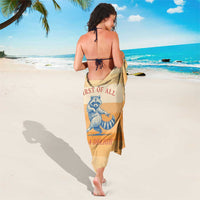 First Of All Raccoon Humor Sarong with Vintage Orange Stripes