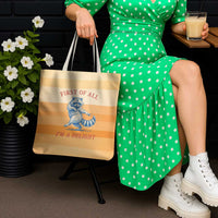 First Of All Raccoon Humor Tote Bag with Vintage Orange Stripes