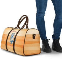 First Of All Raccoon Humor Travel Bag with Vintage Orange Stripes
