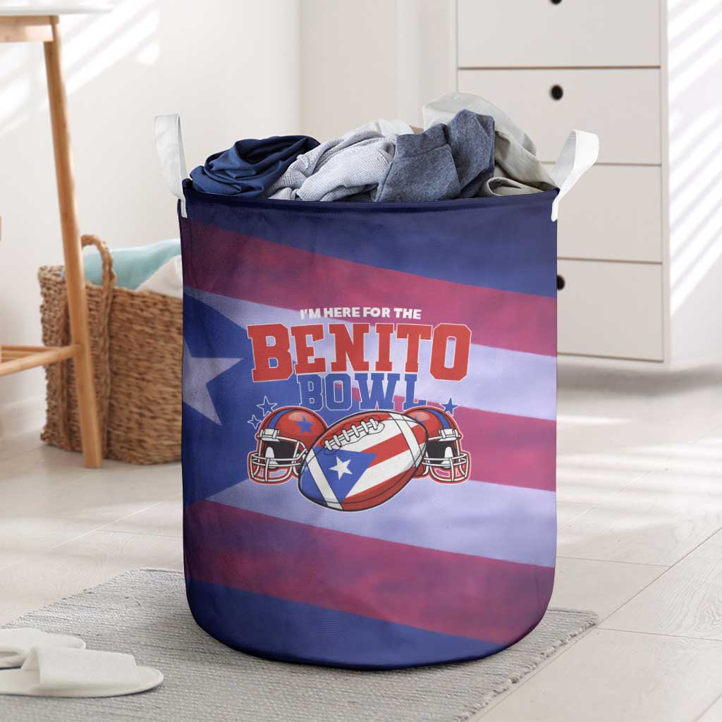 Benito Bowl Fan Gear Laundry Basket with Puerto Rican Flag Football Graphic