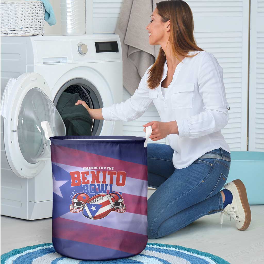 Benito Bowl Fan Gear Laundry Basket with Puerto Rican Flag Football Graphic