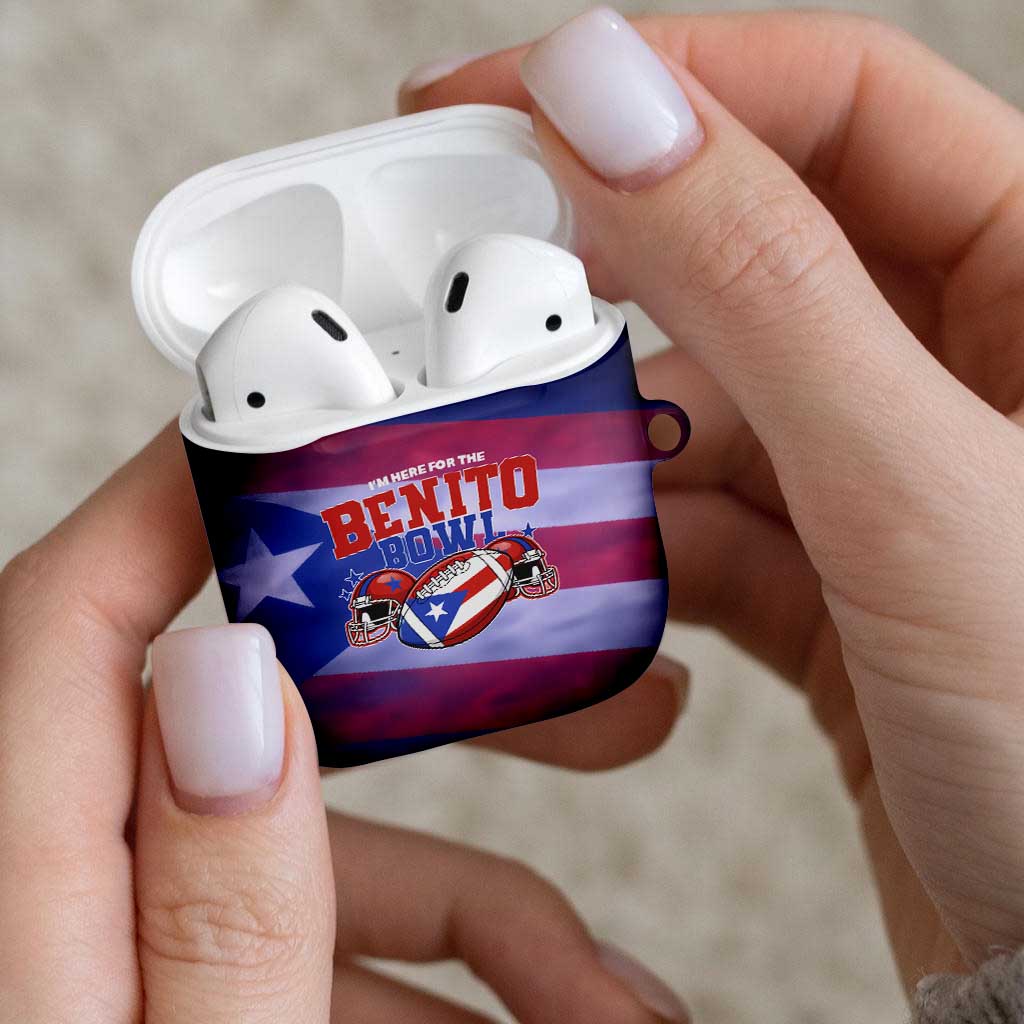 Benito Bowl Fan Gear AirPods Case with Puerto Rican Flag Football Graphic