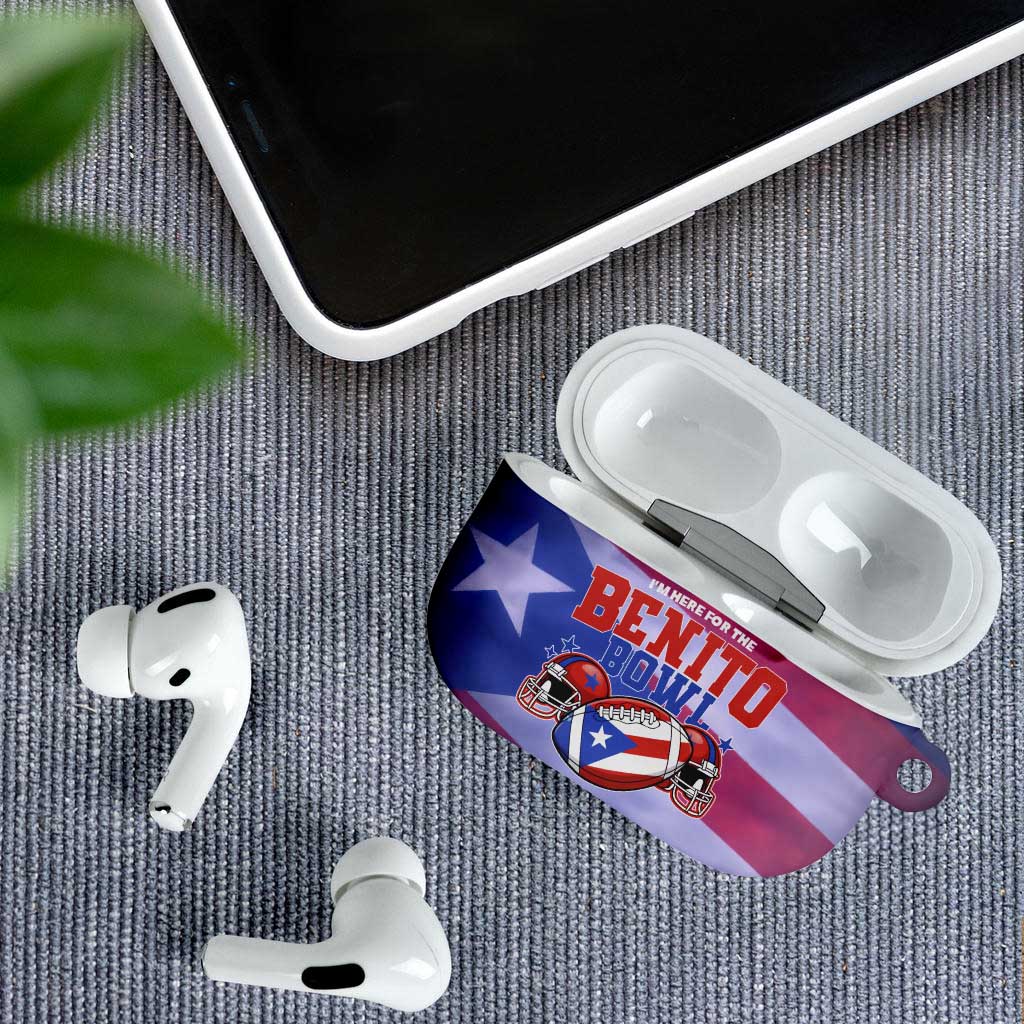 Benito Bowl Fan Gear AirPods Case with Puerto Rican Flag Football Graphic