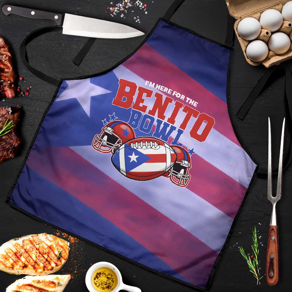 Benito Bowl Fan Gear Apron with Puerto Rican Flag Football Graphic