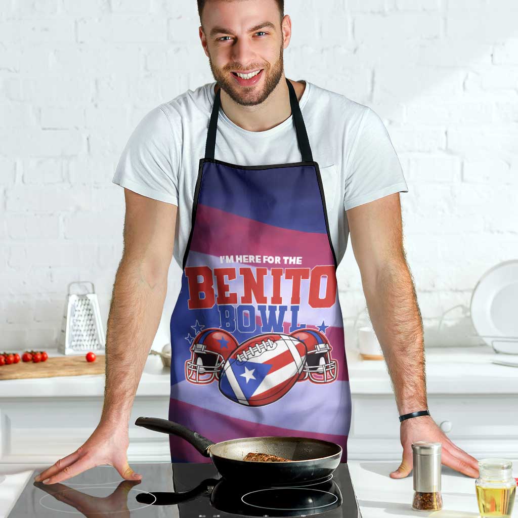 Benito Bowl Fan Gear Apron with Puerto Rican Flag Football Graphic