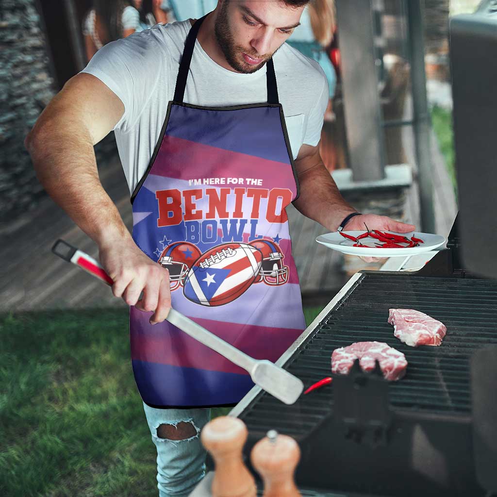 Benito Bowl Fan Gear Apron with Puerto Rican Flag Football Graphic