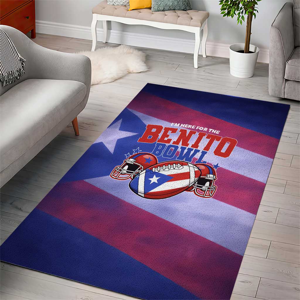 Benito Bowl Fan Gear Area Rug with Puerto Rican Flag Football Graphic