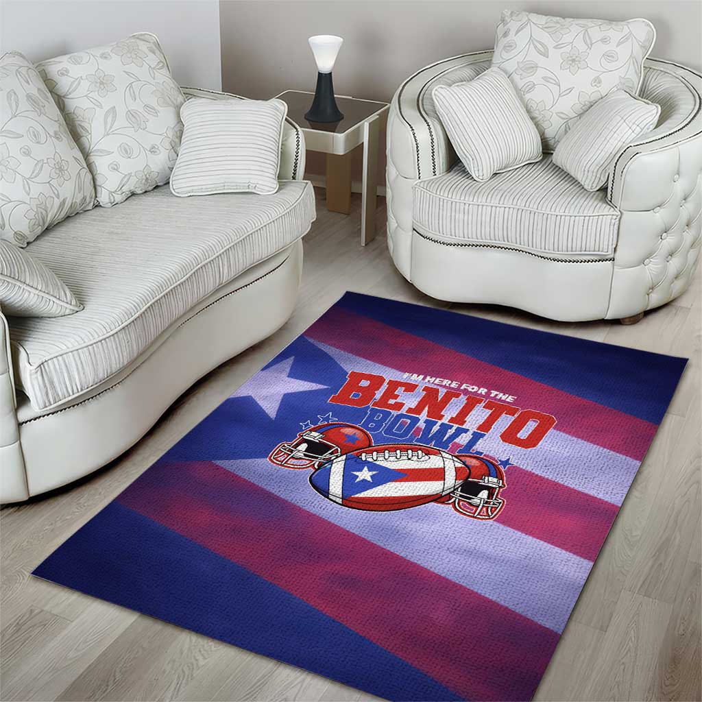 Benito Bowl Fan Gear Area Rug with Puerto Rican Flag Football Graphic