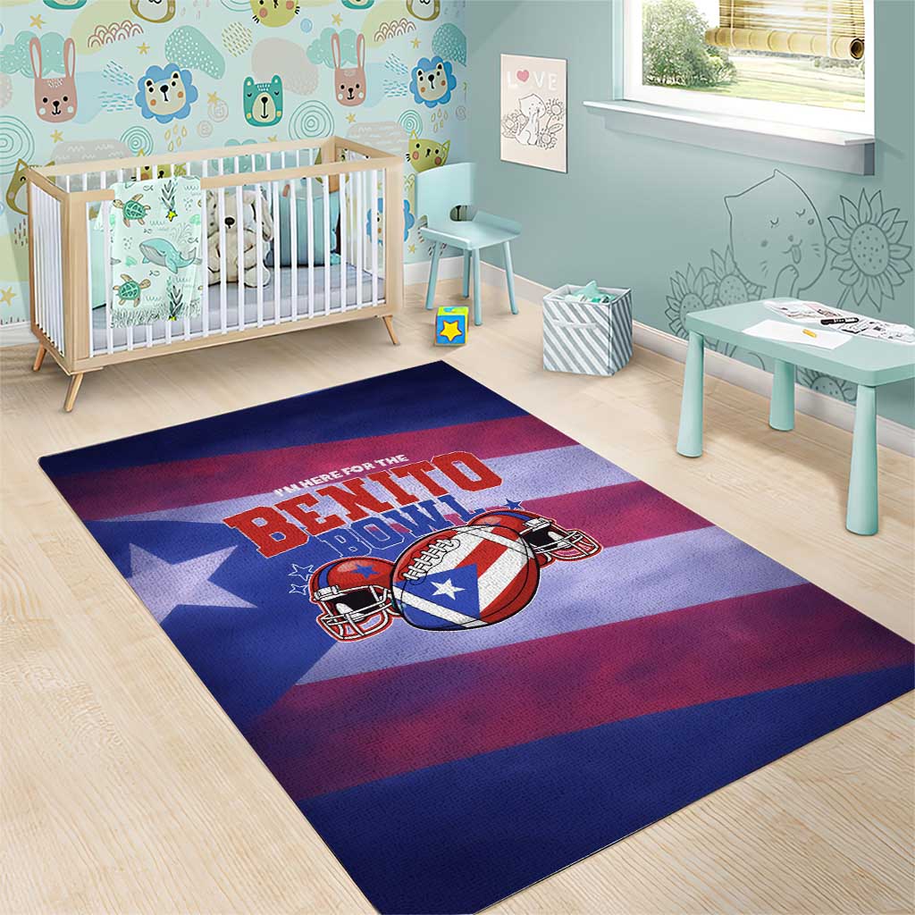 Benito Bowl Fan Gear Area Rug with Puerto Rican Flag Football Graphic