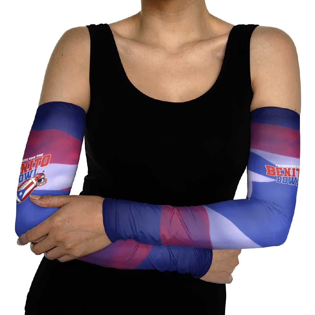 Benito Bowl Fan Gear Arm Sleeves with Puerto Rican Flag Football Graphic