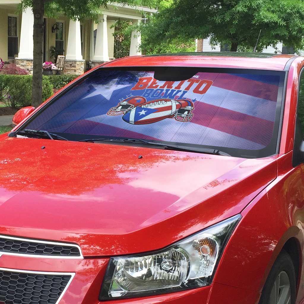 Benito Bowl Fan Gear Auto Sun Shade with Puerto Rican Flag Football Graphic