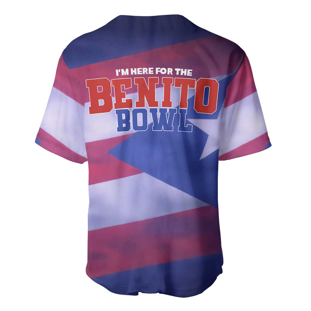 Benito Bowl Fan Gear Baseball Jersey with Puerto Rican Flag Football Graphic