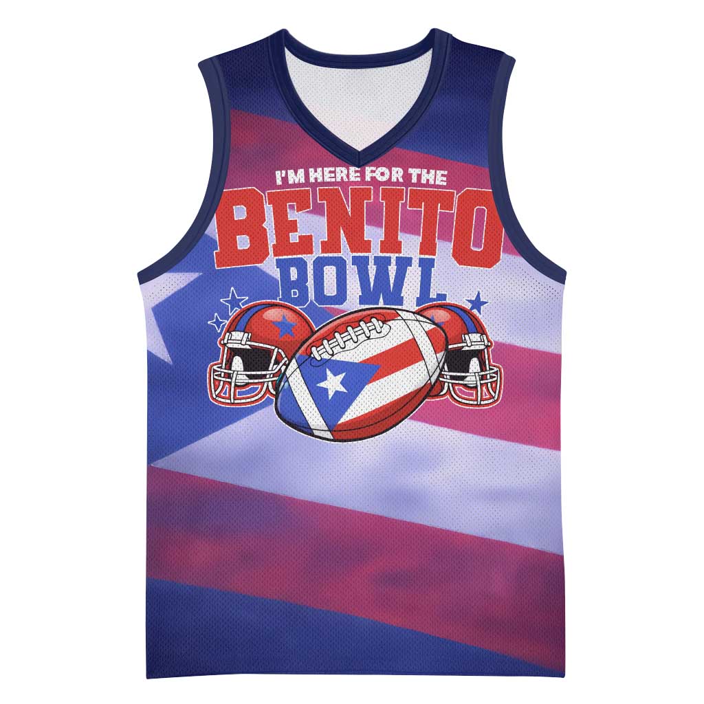 Benito Bowl Fan Gear Basketball Jersey with Puerto Rican Flag Football Graphic