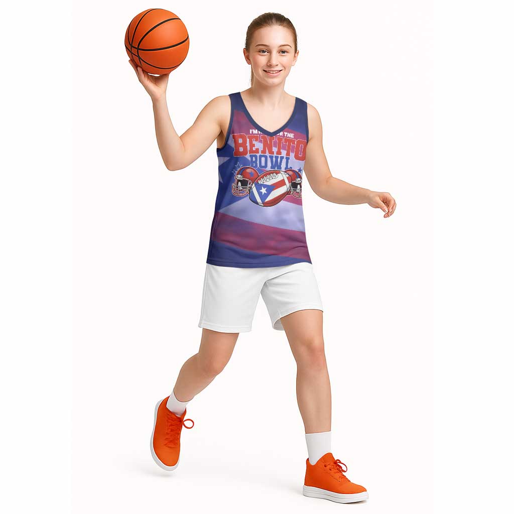 Benito Bowl Fan Gear Basketball Jersey with Puerto Rican Flag Football Graphic