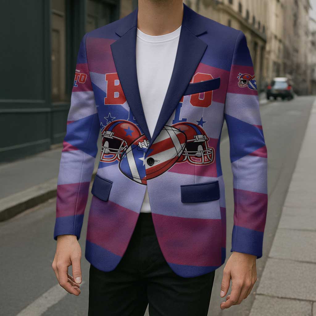 Benito Bowl Fan Gear Blazer with Puerto Rican Flag Football Graphic