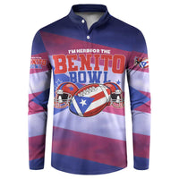 Benito Bowl Fan Gear Button Sweatshirt with Puerto Rican Flag Football Graphic