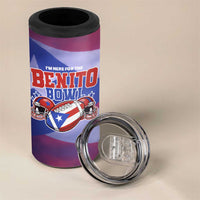Benito Bowl Fan Gear 4 in 1 Can Cooler Tumbler with Puerto Rican Flag Football Graphic