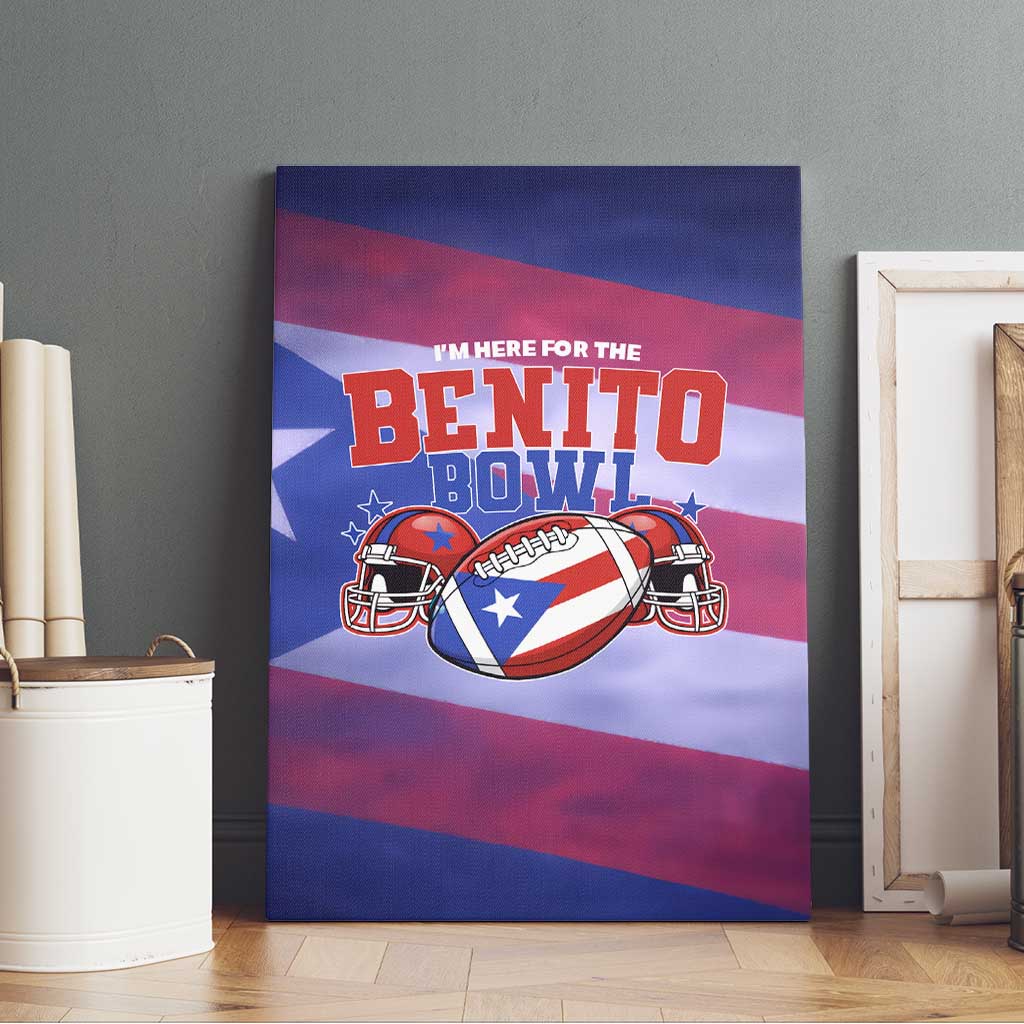 Benito Bowl Fan Gear Canvas Wall Art with Puerto Rican Flag Football Graphic