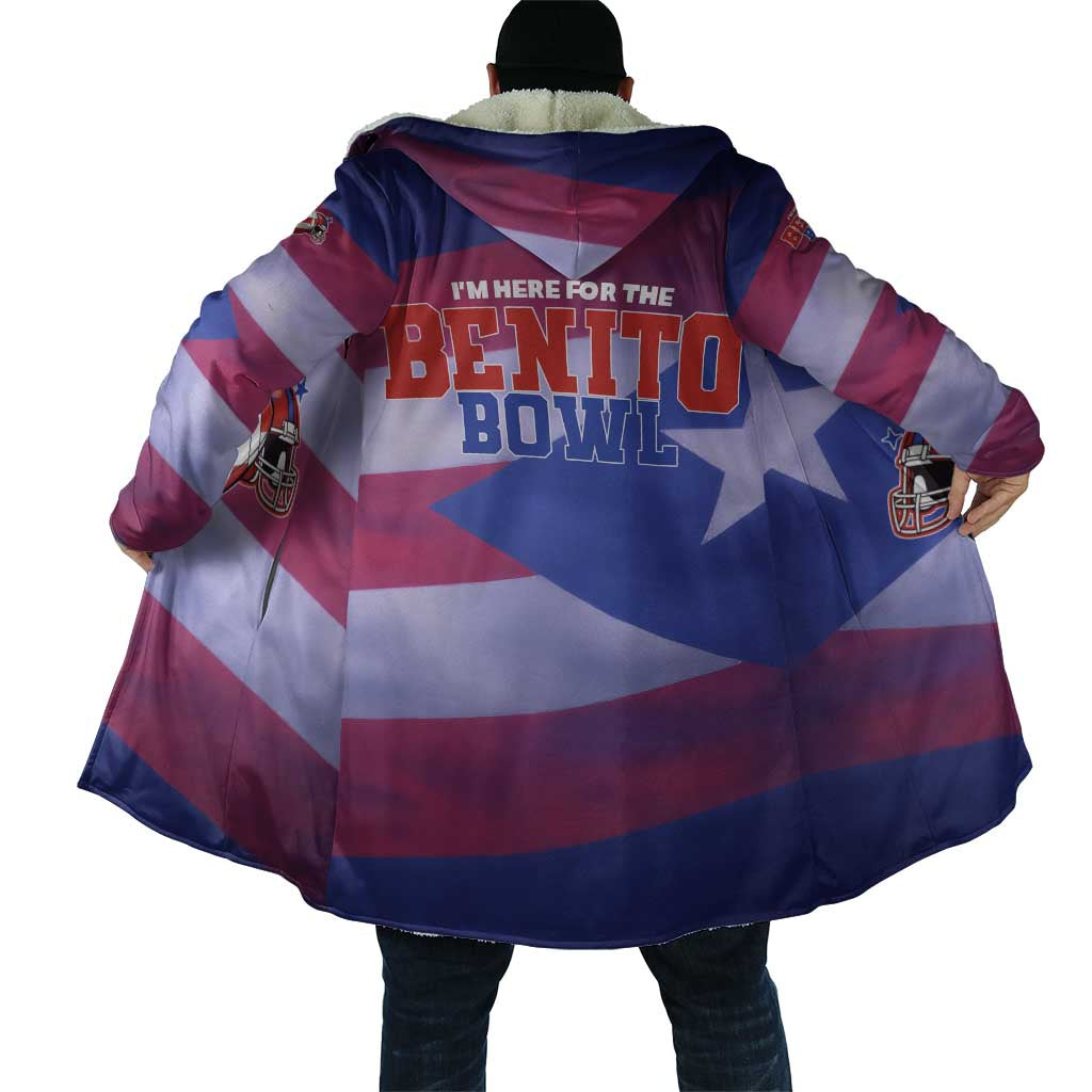 Benito Bowl Fan Gear Cloak with Puerto Rican Flag Football Graphic
