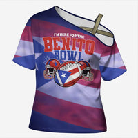 Benito Bowl Fan Gear Cross Shoulder Shirt with Puerto Rican Flag Football Graphic