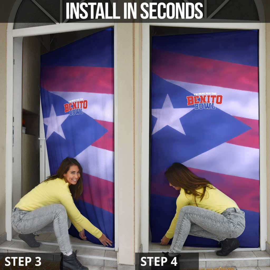 Benito Bowl Fan Gear Door Cover with Puerto Rican Flag Football Graphic