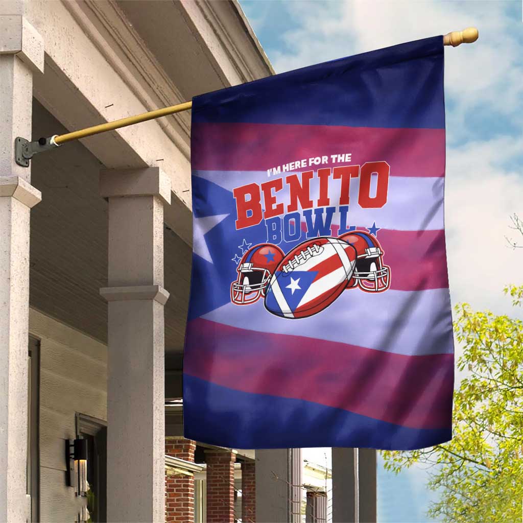 Benito Bowl Fan Gear Garden Flag with Puerto Rican Flag Football Graphic