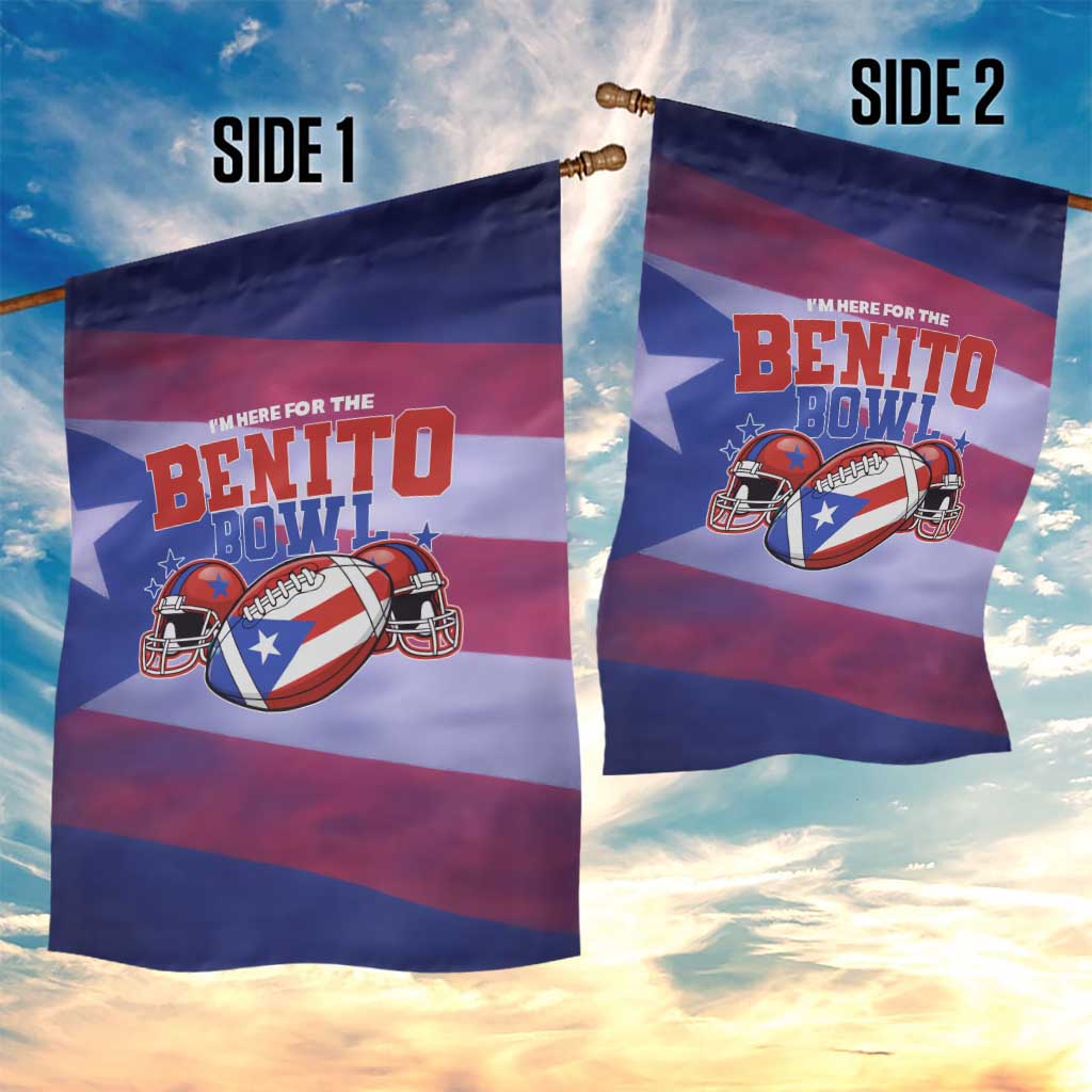 Benito Bowl Fan Gear Garden Flag with Puerto Rican Flag Football Graphic