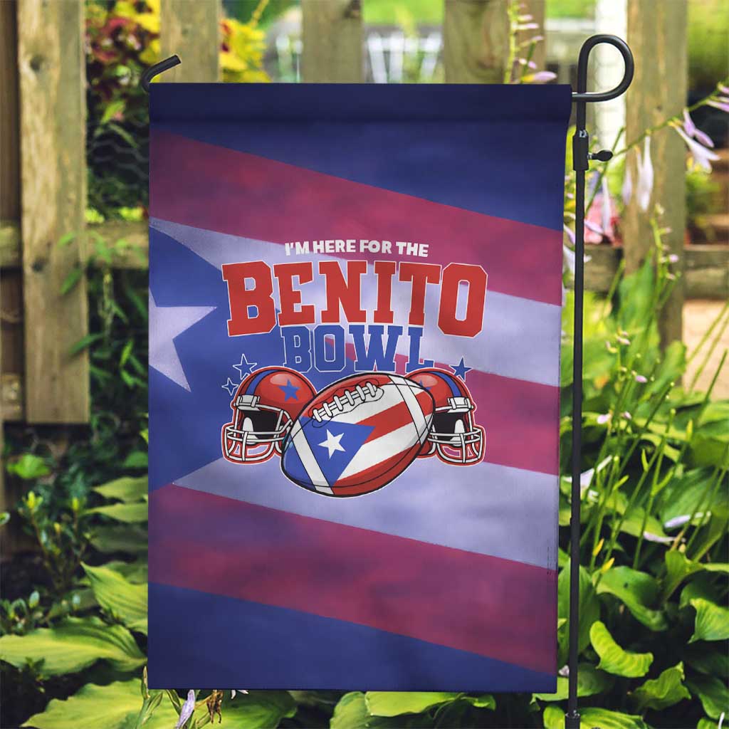 Benito Bowl Fan Gear Garden Flag with Puerto Rican Flag Football Graphic