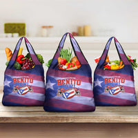 Benito Bowl Fan Gear Grocery Bag with Puerto Rican Flag Football Graphic