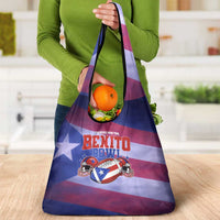 Benito Bowl Fan Gear Grocery Bag with Puerto Rican Flag Football Graphic