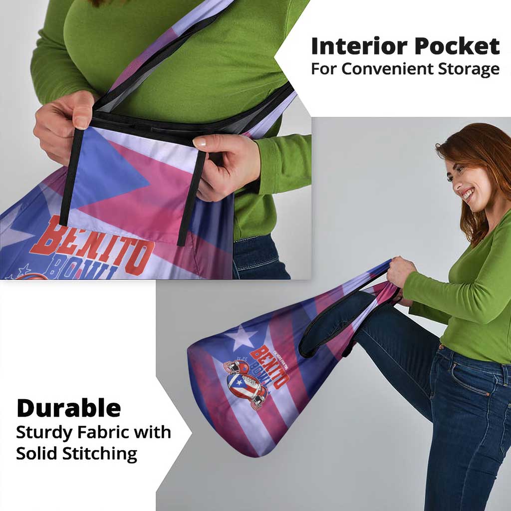 Benito Bowl Fan Gear Grocery Bag with Puerto Rican Flag Football Graphic