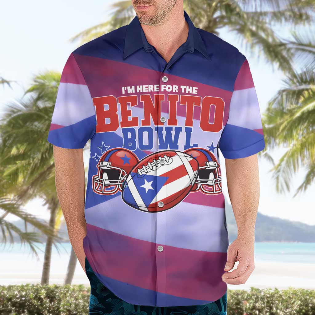 Benito Bowl Fan Gear Hawaiian Shirt with Puerto Rican Flag Football Graphic
