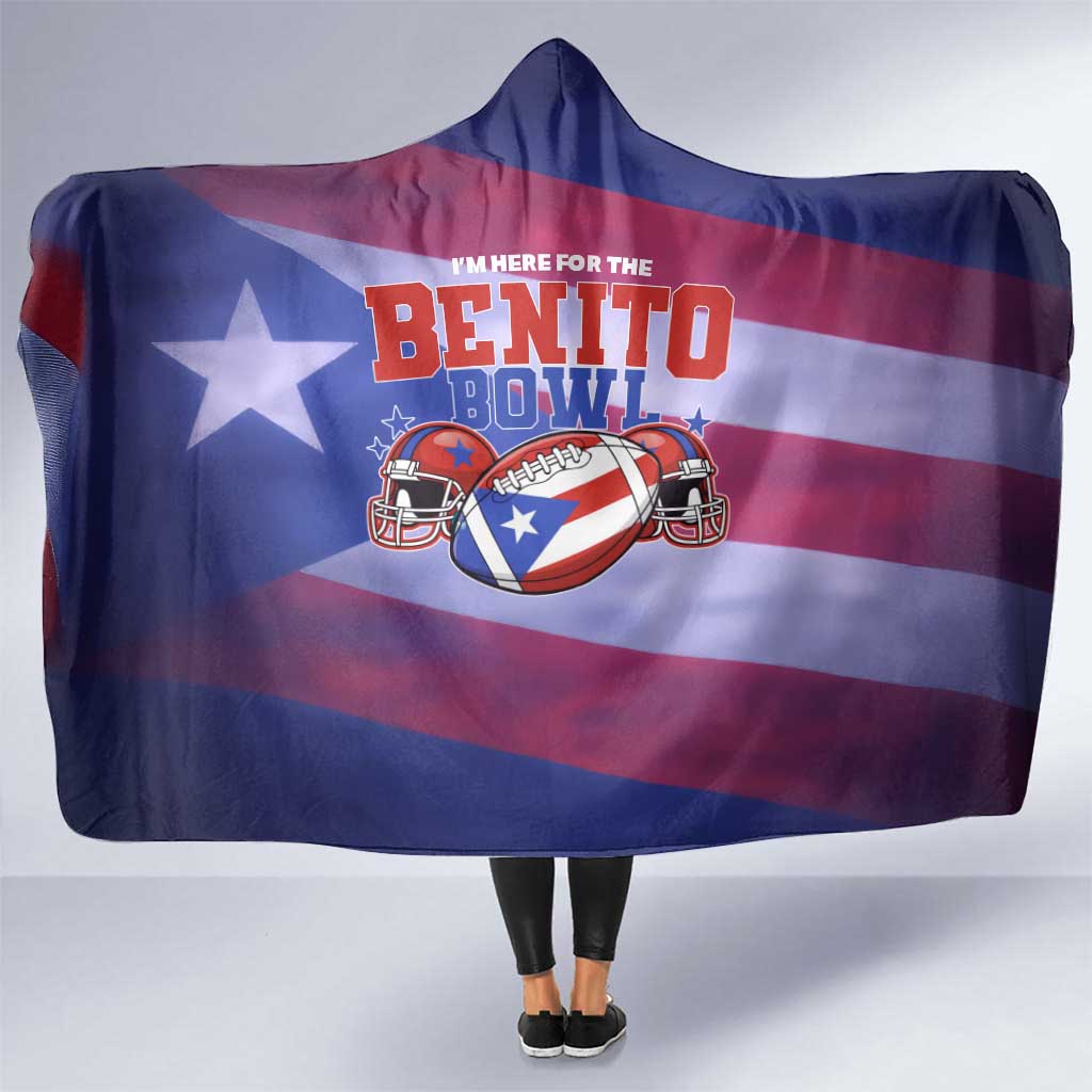 Benito Bowl Fan Gear Hooded Blanket with Puerto Rican Flag Football Graphic