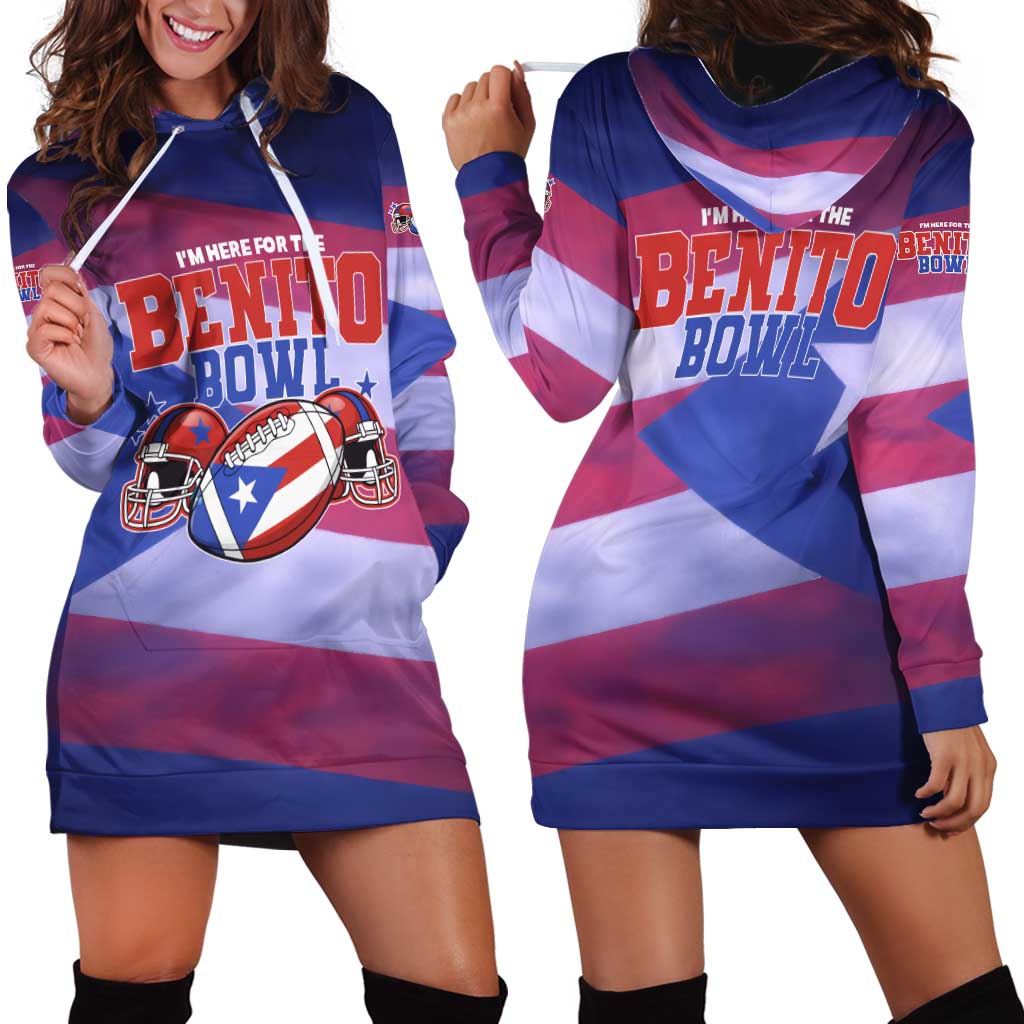 Benito Bowl Fan Gear Hoodie Dress with Puerto Rican Flag Football Graphic