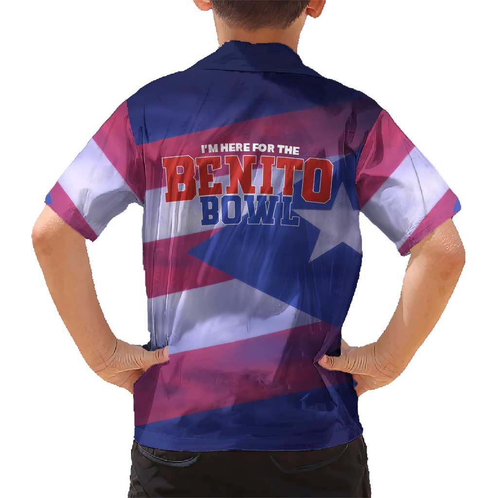 Benito Bowl Fan Gear Kid Hawaiian Shirt with Puerto Rican Flag Football Graphic