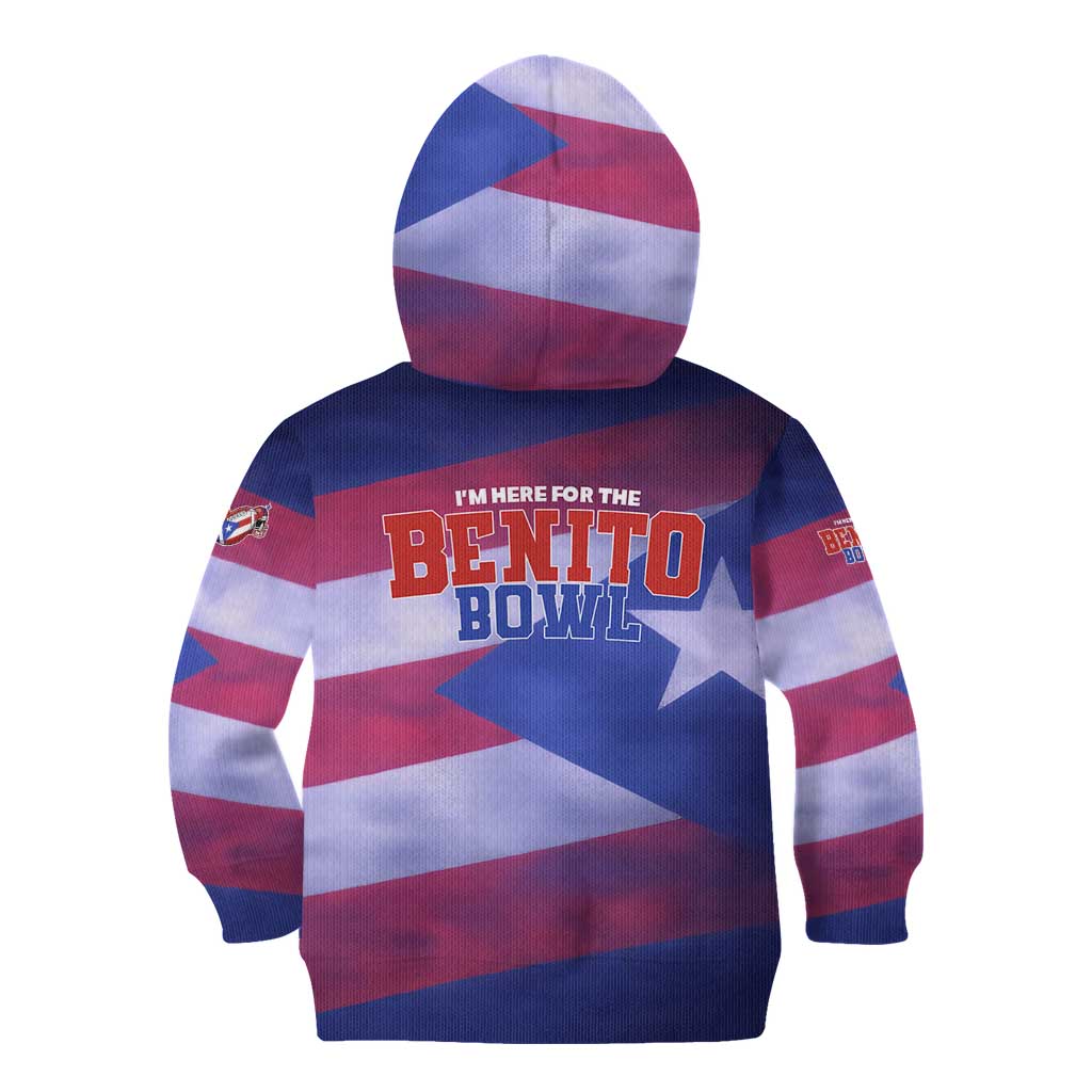 Benito Bowl Fan Gear Kid Hoodie with Puerto Rican Flag Football Graphic