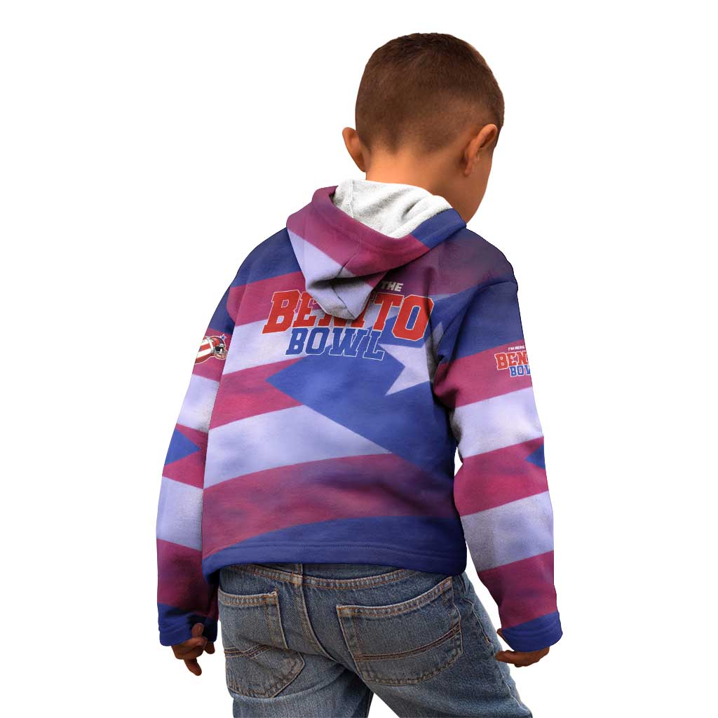 Benito Bowl Fan Gear Kid Hoodie with Puerto Rican Flag Football Graphic