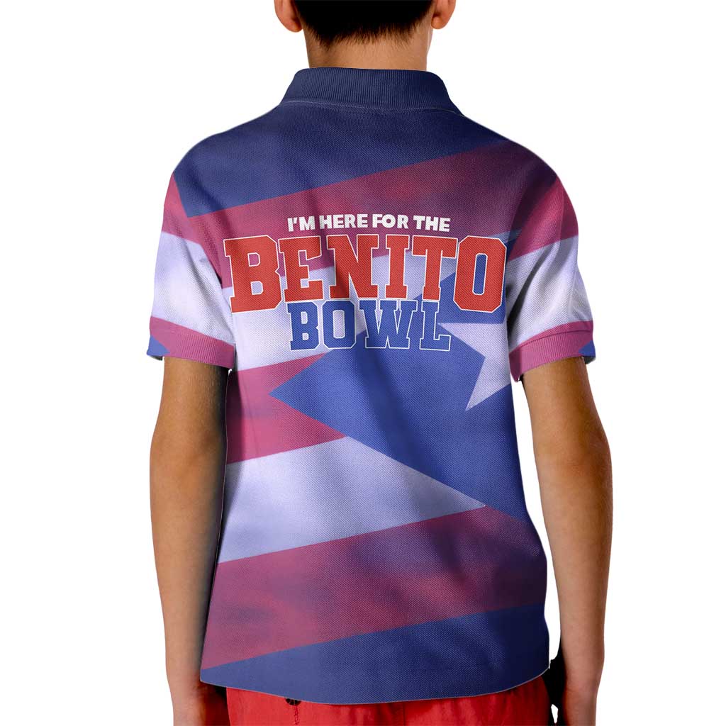Benito Bowl Fan Gear Kid Polo Shirt with Puerto Rican Flag Football Graphic