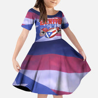 Benito Bowl Fan Gear Kid Short Sleeve Dress with Puerto Rican Flag Football Graphic