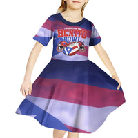 Benito Bowl Fan Gear Kid Short Sleeve Dress with Puerto Rican Flag Football Graphic
