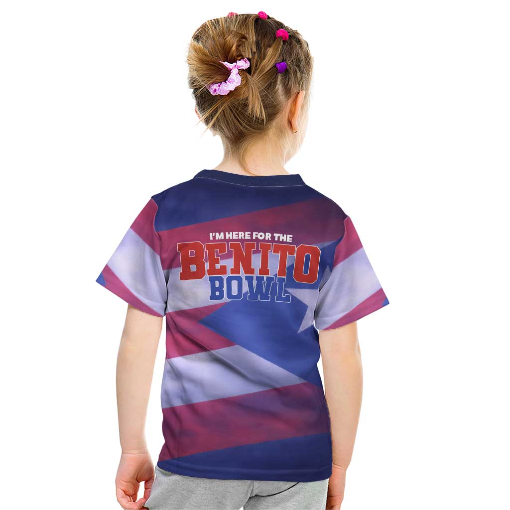 Benito Bowl Fan Gear Kid T Shirt with Puerto Rican Flag Football Graphic