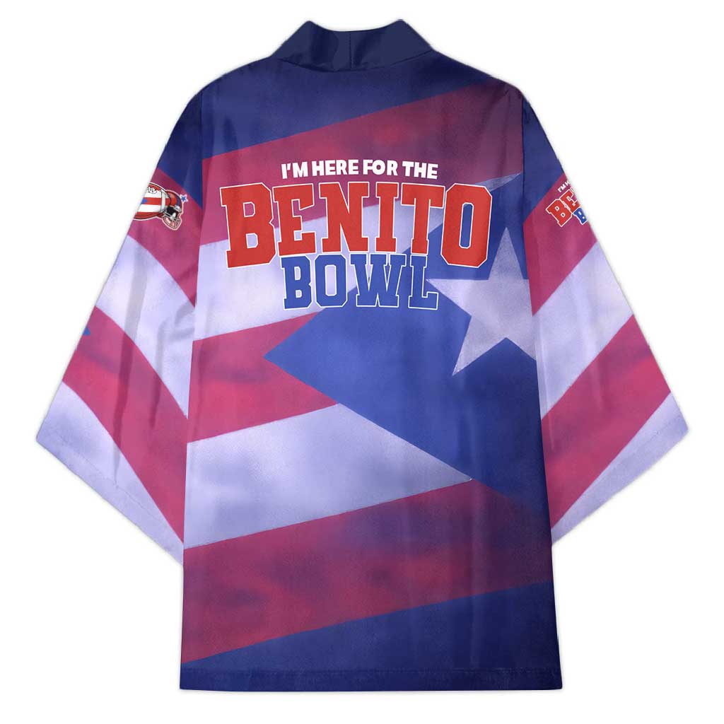 Benito Bowl Fan Gear Kimono with Puerto Rican Flag Football Graphic