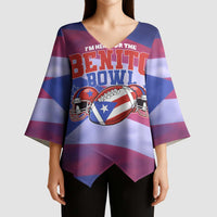 Benito Bowl Fan Gear Kimono Sleeve Blouse with Puerto Rican Flag Football Graphic