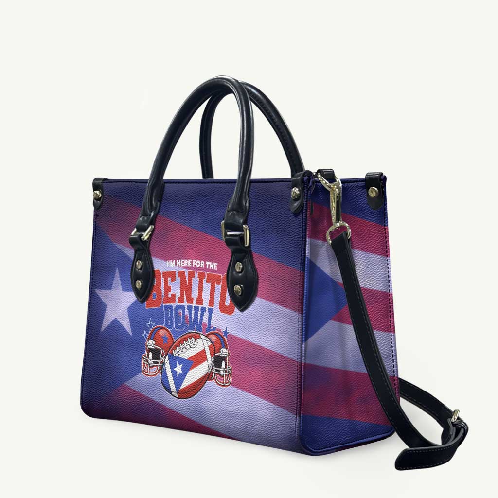 Benito Bowl Fan Gear Leather Bag with Puerto Rican Flag Football Graphic