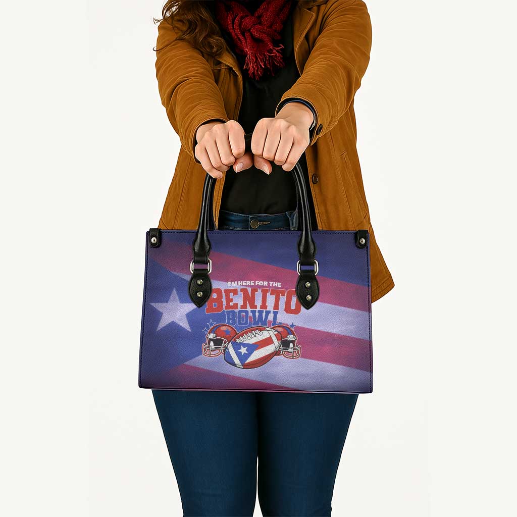 Benito Bowl Fan Gear Leather Bag with Puerto Rican Flag Football Graphic