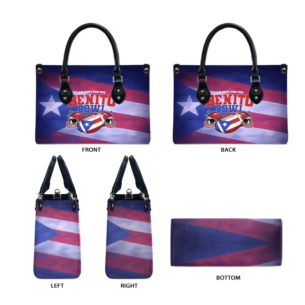 Benito Bowl Fan Gear Leather Bag with Puerto Rican Flag Football Graphic