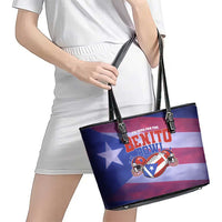 Benito Bowl Fan Gear Leather Tote Bag with Puerto Rican Flag Football Graphic
