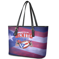 Benito Bowl Fan Gear Leather Tote Bag with Puerto Rican Flag Football Graphic